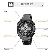 abordables Relojes digitales-Reloj Electrónico LED de Acero Inoxidable Completo para Hombre SKMEI Lujo de Doble Hora Cronógrafo Digital Reloj Deportivo Impermeable
