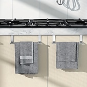 abordables Rangements et organiseurs-Porte-serviettes en acier inoxydable sans perçage, 2 pièces, parfait pour les portes d&#039;armoires de cuisine, l&#039;arrière des portes, idéal pour suspendre les torchons, les serviettes, offrant un