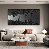cheap Abstract Paintings-Handmade Oil Painting Canvas Wall Art Decoration Minimalist Black and White Abstract Texture Decorative Painting for Home Decor Rolled Frameless Unstretched Painting