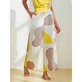  Női Egyenes Teljes hossz Szatén Zseb Mikroelasztikus Nadrágok Alkalmi / Napi Hétvége Fehér Nyár S M L