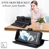 お買い得  サムスン用ケース-電話 ケース 用途 サムスンのギャラクシー Z Fold 5 Z Fold 4 Z Fold 3 ウォレットカードケース 磁石バックル 全身保護 キックスタンド レトロ風 TPU PUレザー