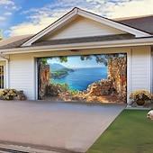 tanie Osłony drzwi garażowych-letnie wakacje na plaży baner na osłonę drzwi garażowych piękna duża dekoracja tła na zewnętrzne drzwi garażowe dekoracje ścienne domu impreza impreza parada