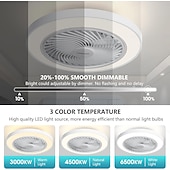 お買い得  シーリングファンライト-天井ファン ライト付き 50cm 19.66インチ 30W*2 マカロン安全無段階調光天井ファンライト リモコン付き アプリコントロール タイマー付き 6速埋め込み式天井ファン ライト付き AC110V AC220V