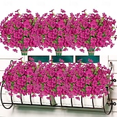 economico Piante e Fiori Artificiali-10 rami di fiori artificiali da esterno eucalipto a sette steli, viole viola, bouquet floreale realistico per centrotavola decorativi e composizioni floreali