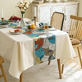 cheap Table Runners-Wide Border Jacquard Table Runner with Messy Colorful Leaves 71/79/87inch Long
