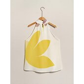 Χαμηλού Κόστους Γραφικό Τανκ-Γυναικεία Φλοράλ Διακοπές Καθημερινά Ρούχα Καθημερινά Αμάνικο Λευκό Άνθινο Στυλ Αμάνικο Λαιμός Καλοκαίρι