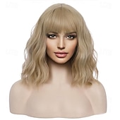 abordables Perruques Synthétiques Sans Bonnet-gris vert rose blonde violet perruque pour femmes ombre violet bob perruque mardi gras perruques courtes bouclés ondulés noir à violet perruque avec frange synthétique résistant à la chaleur