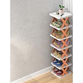 cheap Home Storage &amp; Hooks-Multilayer Tier Narrow Shoe Rack, Small Vertical Shoe Stand, Space Saving DIY Free Standing Shoes Storage Organizer for Entryway, Closet, Hallway, Easy Assembly and Stable in Structure