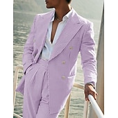 abordables Costumes décontractés-Costumes de mariage pour hommes en seersucker d&#039;été vert pomme champagne coloré uni coupe standard 2 pièces simple boutonnage deux boutons