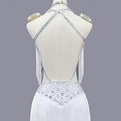 cheap Latin Dancewear-Latin Dance Dress Crystals / Rhinestones Women&#039;s Girls&#039; Performance Training Sleeveless High Stretch Yarn