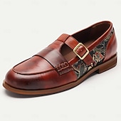 cheap Premium Leather Sandals-Men&#039;s Sandals Loafers &amp; Slip-Ons Leather Shoes Leather Italian Full-Grain Cowhide Breathable Comfortable Slip Resistant Elastic Band Slip-on Buckle Brown