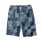 baratos Impressão Geométrica-Homens Ganga Costura em bloco de cores Calção Justo de Natação Shorts de Natação Bermuda de Surf Cintura Média Havaiana Casual Feriado Praia Com Cordão com forro de malha Cintura elástica Designer