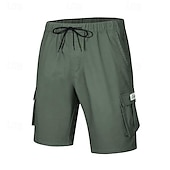baratos Clássico-Homens Shorts táticos Bermuda Cargo Calção Com Cordão Cintura elástica Bolso multi Tecido Vestível Curto Ao ar livre Diário Para Noite Moda Clássico Preto Verde Tropa