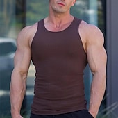 Men's Tank Top Vest Top Undershirt Sleeveless Shirt Sleeveless Crew Neck Spring & Summer Plain Fashion Designer Basic Vacation Street Going out Light Yellow Black White Top Tee for Men 24