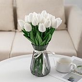 economico Forniture per eventi e feste-10 fiori artificiali di tulipani in PU realistici: perfetti per decorazioni domestiche, decorazioni nuziali ed eventi - tulipani dall&#039;atmosfera realistica per una maggiore eleganza