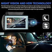 お買い得  車載DVR-車用デュアルレンズダッシュカム ブラックボックス HD 1080p 車載ビデオレコーダー Wi-Fi ナイトビジョン Gセンサー ループ録画 DVR 車載カメラ