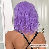 cheap Synthetic Trendy Wigs-Synthetic Wig Uniforms Career Costumes Princess Curly Wavy Middle Part Layered Haircut Machine Made Wig 14 inch Bright Purple Synthetic Hair Women&#039;s Cosplay Party Fashion Purple