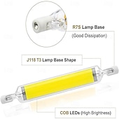 economico Tubo LED luminoso-led r7s tubo di vetro lampadina cob profondo dimmerabile senza sfarfallio 118mm ad alta potenza r7s lampada di mais j118 sostituire la luce alogena ac110v 220v paralumi