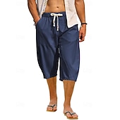 economico Vacanza-Per uomo Pantaloni capri Shorts di Lino Pantaloncini Estivi Shorts da Spiaggia Pantaloni harem Tasca Coulisse Elastico in vita Semplice Comodità Traspirante Lunghezza al polpaccio Vacanza Ferie