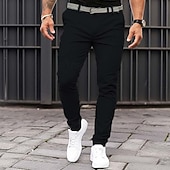 voordelige Chinos-Voor heren Broek Chinese Chino broek Vrijetijdsbroek Voorvak Effen Comfort Ademend Casual Dagelijks Feestdagen Modieus Basic Pompoen Zwart