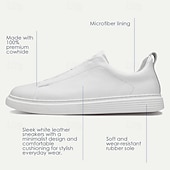 levne Pánské tenisky-pánské bílé kožené slip-on tenisky – minimalistický design s pohodlnou podrážkou pro běžné nošení