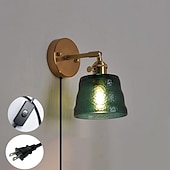 abordables Appliques murales d&#039;intérieur-applique en verre plug in/no plug lampe de chevet lampe de lecture tête de lit lumières murales e27 luminaire pour mur de fond salon