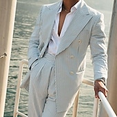 abordables Costumes décontractés-Costumes de mariage pour hommes en seersucker d&#039;été vert pomme champagne coloré uni coupe standard 2 pièces simple boutonnage deux boutons