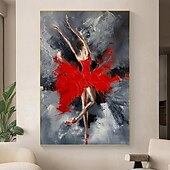 ieftine Picturi Abstracte-pictură în ulei pictată manual dreptunghi artă perete dansatoare abstractă pictură pe pânză decorarea casei decor cadru întins gata de agățat