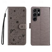 cheap Samsung Cases-Phone Case For Samsung Galaxy S24 S23 S22 S21 S20 Ultra Plus FE A54 A34 A14 Note 20 10 S25 Ultra Wallet Case Magnetic Full Body Protective with Wrist Strap Cat Bee TPU PU Leather