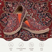 cheap Women&#039;s Sneakers-Women&#039;s Sneakers Flats Slip-Ons Print Shoes Slip-on Sneakers Daily Vacation Travel Floral National Totem Flat Heel Bohemia Vacation Casual Walking Canvas Loafer Yellow Red Blue
