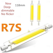 economico Tubo LED luminoso-led r7s tubo di vetro lampadina cob profondo dimmerabile senza sfarfallio 118mm ad alta potenza r7s lampada di mais j118 sostituire la luce alogena ac110v 220v paralumi