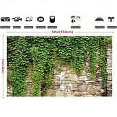 cheap Outdoor Flags &amp; Banners-1pc Spring Garden Leaves Falling Horticultural Plants Grunge Stone Wall Green Banner Leaves And Branches Covering Vintage Architecture Photo Background