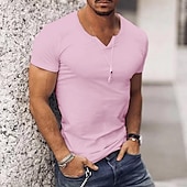 economico magliette di base-Per uomo Maglietta Maniche Corte Scollo a V Estate Semplice Streetwear Elegante Stile Moderno Vacanza Uscire Casual Quotidiano Nero Bianco Rosa Maglietta Top per Uomo