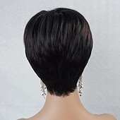 economico Parrucche di capelli veri senza cuffia-parrucca pixie cut per le donne nere parrucche dei capelli umani per le donne nere parrucca caschetto corto parrucche dei capelli umani con la frangetta parrucche corte per le donne nere parrucche bob