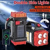 cheap Camping Lights-Solar Powered Tactical LED Camping Light - 500 Lumens USB Rechargeable Flashlight, Water Repellent, Long-Range, Multi-Function Outdoor Torch for Outdoor Camping