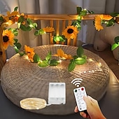 abordables Alimentación por batería-Guirnalda de luces de hadas con flores artificiales para recepción de bodas, elegante guirnalda de flores artificiales con 30 luces LED y control remoto, 8 modos, guirnalda de seda para decoración