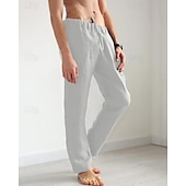 economico Casa-Per uomo Pantaloni di lino Pantaloni Pantaloni estivi Pantaloni da spiaggia Tasche A cordoncino Vita elastica Liscio Comfort Traspirante Giornaliero Per eventi Da mare Hawaiano Boho Nero Bianco
