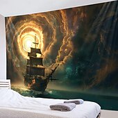 billiga Ocean Beach Gobeläng-piratskepp hängande gobeläng väggkonst stor gobeläng väggmålning dekor fotografi bakgrund filt gardin hem sovrum vardagsrum dekoration