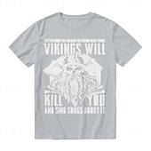 halpa Retro Grafiikka-T-paita Kuvio Vapaa-aika Keskiaika T-paita Kuvitettu varten Miesten Aikuisten Kuuma leimaus varten Halloween Karnevaali Naamiaiset Rento / arki