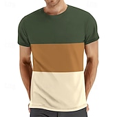 economico Magliette casual da uomo-Per uomo Maglietta Camicia a Maniche Corte Manica Corta Girocollo Primavera &amp; Estate Blocco di colori Moda Designer Essenziale Patchwork Vacanza Streetwear Uscire Vinaccia Nero Bianco Maglietta Top