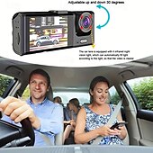 baratos DVR para automóveis-tacógrafo de três lentes com visão noturna de alta definição imagem traseira da frente e traseira do carro