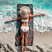 Недорогие наборы пляжных полотенец-пляжное полотенце летние пляжные одеяла из 100% микроволокна дышащие удобные одеяла