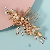 abordables Coiffure de mariage-Peignes Coiffe Casque Strass Alliage Mariage cocktail Rétro Vintage Luxe Avec Strass Perle fausse Casque Couvre-chef