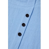 economico Camicie-Camicia da donna 100% Cotone Camicia Blusa Stampa a bottoni Weekend Streetwear Di base Casual Simile lino Manica corta Collo tondo Bianco Estate Primavera