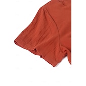  Women's 100% Cotton Shirt Patchwork Casual Daily Weekend Solid Casual Linen Like Short Sleeve Crew Neck Round Neck White Summer Spring