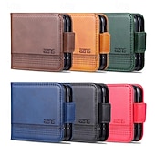 ieftine Carcasă Samsung-telefon Maska Pentru Samsung Galaxy Z Flip 7 Z Flip 6 Z Flip 5 Z Flip 4 Z Flip 3 Coperta Protectie pentru intreg corpul Loc pentru card Anti Șoc Retro PC PU piele