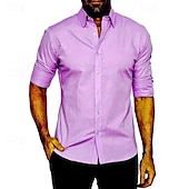 cheap Men&#039;s Non Iron Shirts-Men&#039;s Shirt Dress Shirt Button Up Shirt Plain Wedding Party Black White Pink Navy Blue Long Sleeve Lapel Spring &amp;  Fall Clothing Apparel