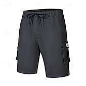 baratos Clássico-Homens Shorts táticos Bermuda Cargo Calção Com Cordão Cintura elástica Bolso multi Tecido Vestível Curto Ao ar livre Diário Para Noite Moda Clássico Preto Verde Tropa
