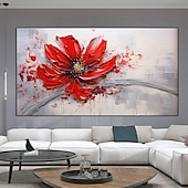 preiswerte Blumen-/Botanische Gemälde-großes handgemaltes Blumenölgemälde auf Leinwand, goldrotes Blumengemälde, Wanddekor, abstraktes Texturblumengemälde, individuelles Blumenbaumgemälde, moderne Wohnzimmerdekoration