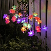 Недорогие Ландшафтные огни-светодиодный имитационный цветок на солнечной батарее, 8 режимов, светильник для газона, цветок камелии, уличный водонепроницаемый садовый светильник, вилла, парк, двор, лужайка, дорожка, ландшафтное